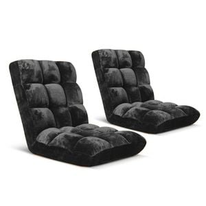 SOGA 2X Black Floor Recliner Sofa Chair