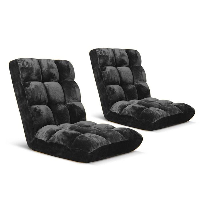 SOGA 2X Black Floor Recliner Sofa Chair