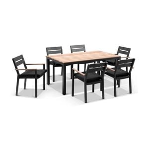 Outdoor Tuscany 6 Seater With Capri Chairs With Teak Arm Rests