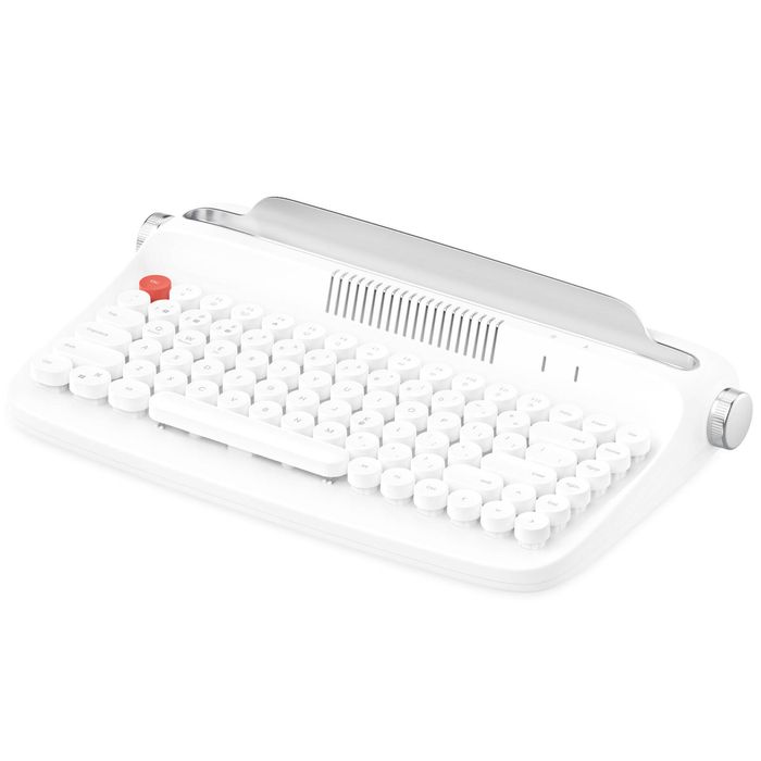 Retro Typewriter Bluetooth Wireless Keyboard Tablet Holder 104 Key - Ivory