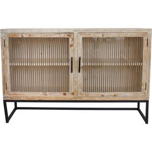 LVD Timber/Tempered Glass 78x120cm Cabinet Bateau Furniture Rectangle - Natural