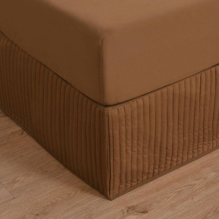 Dreamaker Quilted Valance Rust King Single Bed