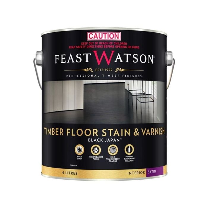 Feast Watson 4L Black Japan Timber Floor Stain And Varnish