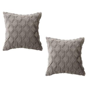 Catzon 2 Pcs Faux Wool Throw Pillow Covers Farmhouse Couch Pillowcases 50X50cm-Dark Grey