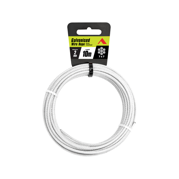 Pinnacle 2mm x 10m Galvanised PVC Coated Wire Rope
