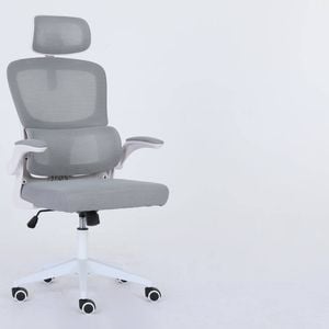La Bella Grey Work Office Chair - Lumber Support, Flip-up Armrest, Adjustable Headrest SITIO