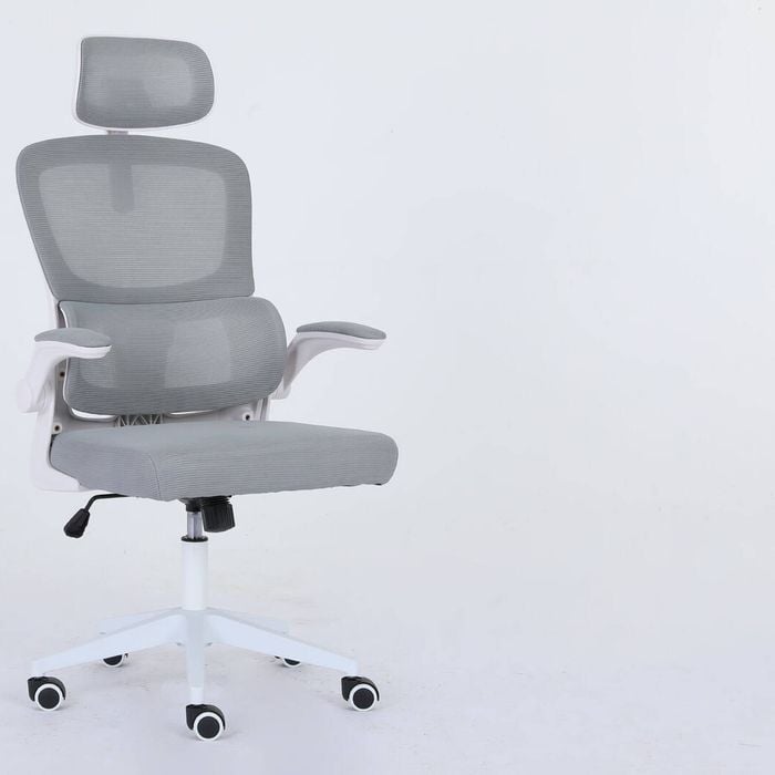 La Bella Grey Work Office Chair - Lumber Support, Flip-up Armrest, Adjustable Headrest SITIO