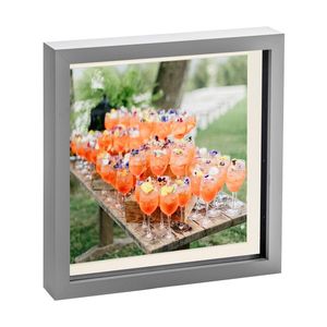 Nicola Spring Acrylic 3D Box Photo Frame with 8" x 8" Mount - 10" x 10"  - Grey
