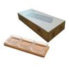 3pc NF Living Glass Serving Set Square Bowls Bamboo Tray 30x11cm Solid Clear