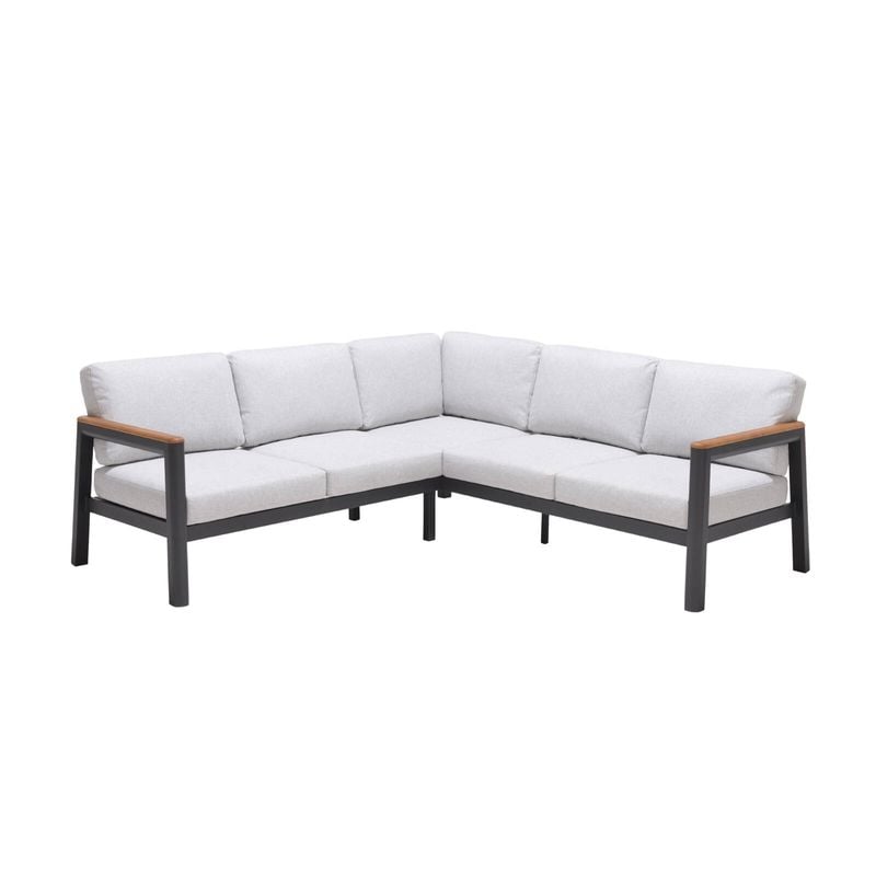 Mimosa 5 Seater Charcoal Rhone Aluminium Corner Lounge With Cushion