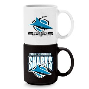 NRL Stackable Mug - Cronulla Sharks - Set Of 2 - Coffee Cup - 305mL