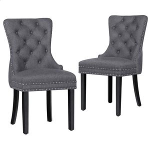 Alfordson 2x Dining Chairs Fabric Grey