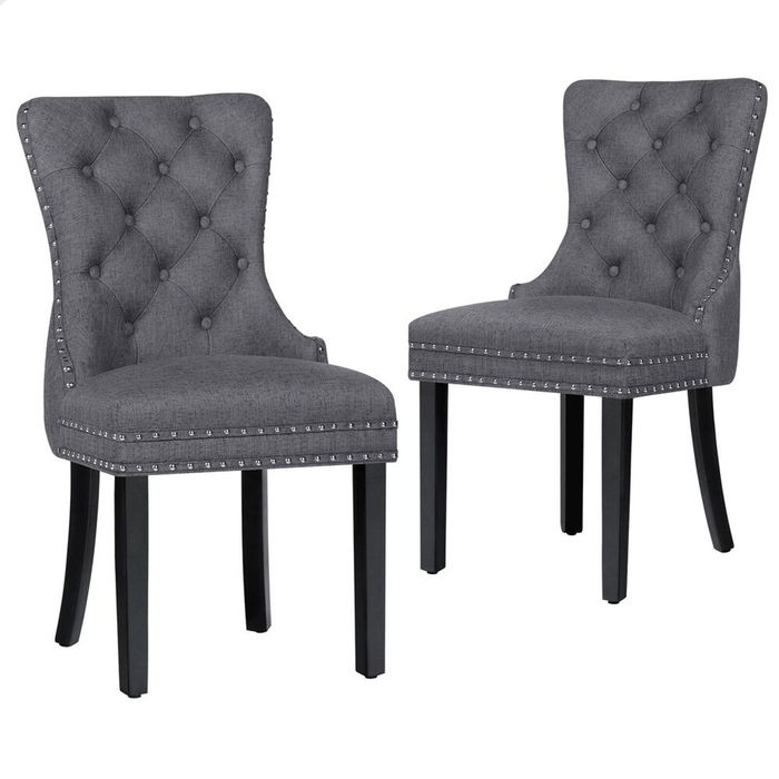 Alfordson 2x Dining Chairs Fabric Grey