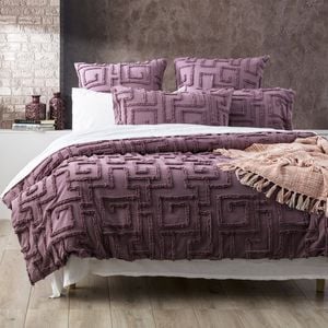 Renee Taylor Riley Vt Cotton Chenille Tufted Quilt Cover Set Super King Grape