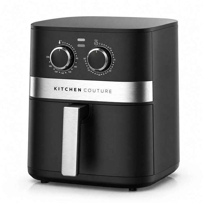Kitchen Couture 5.5l Compact Air Fryer, 1400w Rapid Air, Manual Dial Black