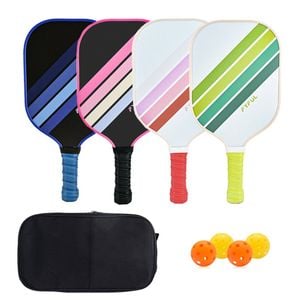 Catzon Pickleball Paddles Set Of 4 Fiberglass Surface Pp Honeycomb Core Pickleball Racket With 4 Balls 1 Bag-mix Color