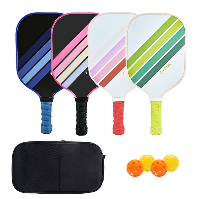 Catzon Pickleball Paddles Set Of 4 Fiberglass Surface Pp Honeycomb Core Pickleball Racket With 4 Balls 1 Bag-mix Color