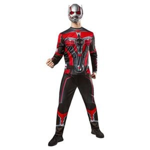 Ant-Man Quantumania Deluxe Adult Halloween Costume Marvel Jumpsuit Mask Red Colour, Small