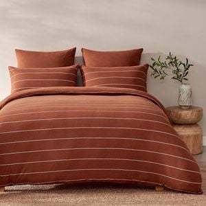 Dreamaker Jersey Luxe 100% Cotton Reversible Quilt Cover Set Rust Queen Bed