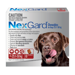 NexGard For Large Dogs (25.1-50kg) Red Extra Large - 6 Months Supply