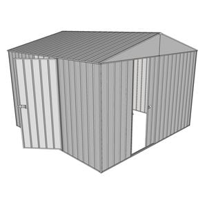 Build-a-Shed 3 x 3 x 2.3m Gable Single Sliding Door Shed with Hinged Side Door - Zinc