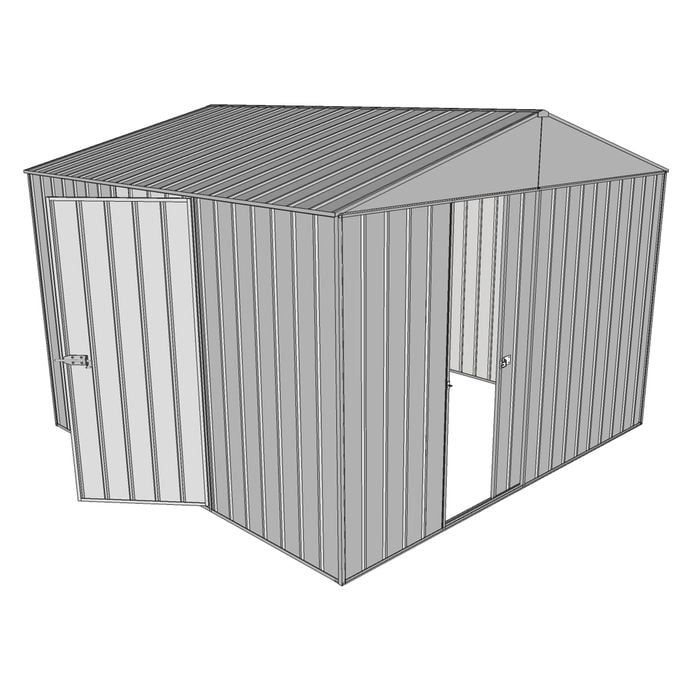 Build-a-Shed 3 x 3 x 2.3m Gable Single Sliding Door Shed with Hinged Side Door - Zinc