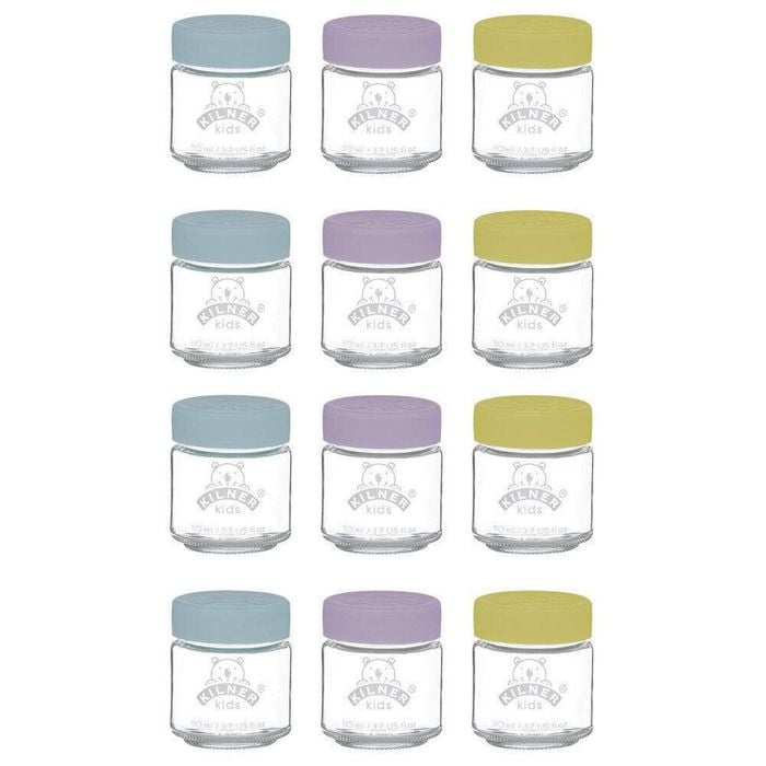 Kilner Kids 12pc Glass Jar Canister Baby Food Storage Set W/ Lid 110ml