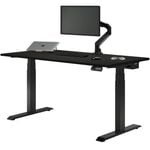 Desky Dual Sit to Stand Dark Bamboo Desk 1800x750mm Matte Black Frame