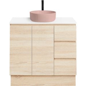 CIBO 900mm Coast Veneer Nordic Full Height Bathroom Vanity With Pale Pink Countertop Basin