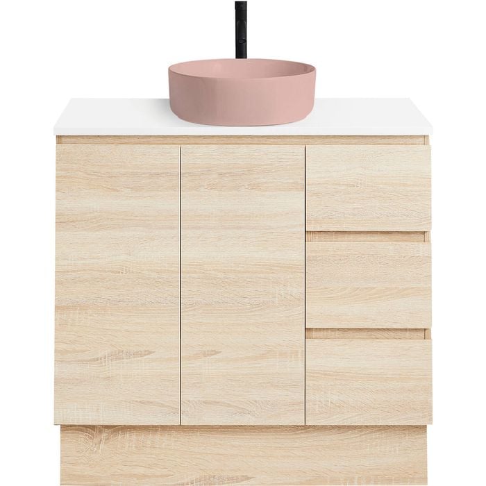 CIBO 900mm Coast Veneer Nordic Full Height Bathroom Vanity With Pale Pink Countertop Basin