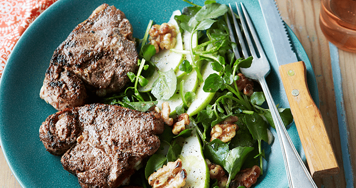 Spiced Lamb Loin Chops with Pear & Walnut Salad Recipe | Matador BBQs