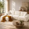 Homfurn 275cm Modular Sofa Bed – Frameless 3-seat, White Corduroy, Deep Seat, No Assembly Required