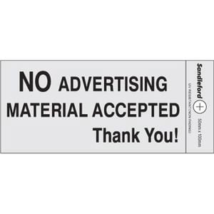 Sandleford Sign No Advertising Silver Self Adhesive