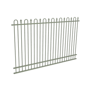 ProtectorAl 2400 x 1800 mm Pale Eucalypt Aluminium Pool Fence Panel Loop & Spear with Mid Rail