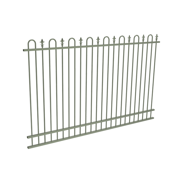 ProtectorAl 2400 x 1800 mm Pale Eucalypt Aluminium Pool Fence Panel Loop & Spear with Mid Rail