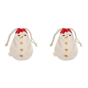 2PK Fabelab Christmas Gift Bag String Pouch Xmas Decoration 22x32cm Snowman