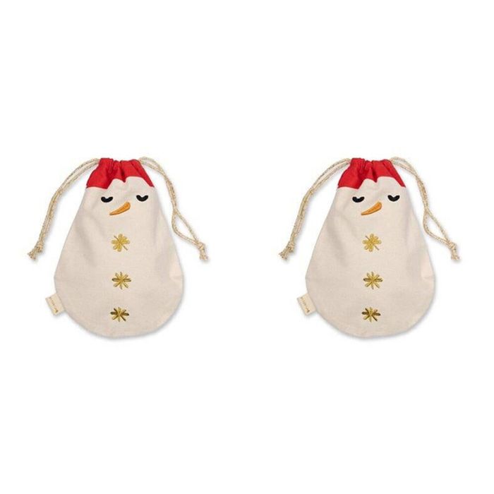 2PK Fabelab Christmas Gift Bag String Pouch Xmas Decoration 22x32cm Snowman