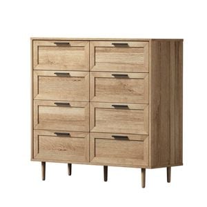 Oikiture 8 Chest Of Drawers Dresser Chest Storage Cabinet Tallboy Natural