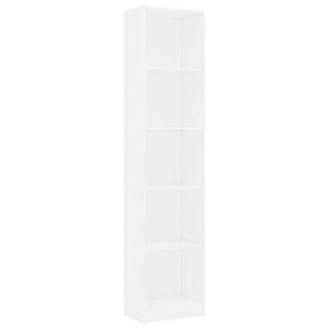 vidaXL 5-Tier Book Cabinet White Engineered Wood Storage Rack Bookcase Stand