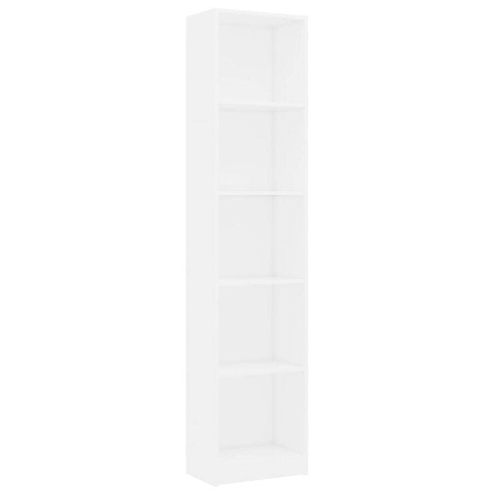 vidaXL 5-Tier Book Cabinet White Engineered Wood Storage Rack Bookcase Stand