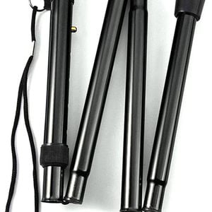Adjustable Metal WALKING STICK Travel Cane Folding Pole Compact Retractable Hike Black