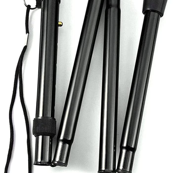 Adjustable Metal WALKING STICK Travel Cane Folding Pole Compact Retractable Hike Black