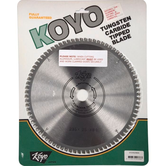 Koyo 235mm 80T 25mm Bore Circular Saw Blade For Aluminium Cutting