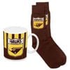 Afl Heritage Coffee Drink Mug & Sock Gift Pack - Hawthorn Hawks -  Gift Boxed