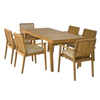 Lillian 7-Piece Acacia Timber Outdoor Dining Setting with 6 Chairs & Cushions (Natural/Cream)