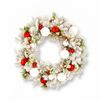 Christabelle 76cm Snowy Elegance Christmas Wreath Pre Lit Warm White LED Red Baubles Berries Front Door Xmas Decoration