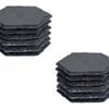 Argon Tableware 12x Hexagonal Slate Coasters - Drink Coasters Black Stone Natural Slate Rough Edge Drinks Mat Mug Glass Cup Mats