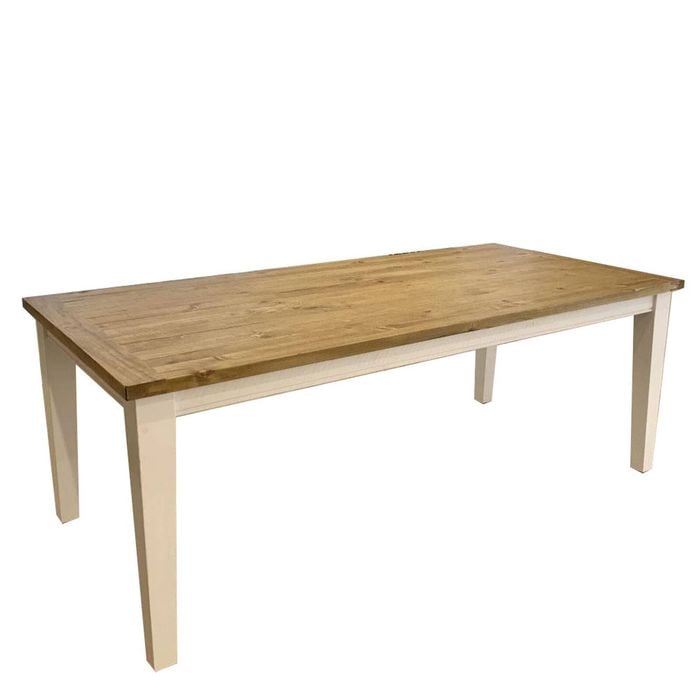 Leura Belle Rustic Rectangle 210Cm X 100Cm Indoor Timber Dining Table - Distressed White Honey top