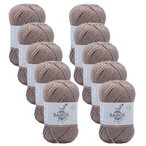 10pk Malli Super Blend Basic Crochet Knitting Yarn 8ply 100g 16x9cm Taupe