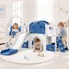 Advwin 4 in-1 Kids Slide and Swing Set with Basketball Hoop Blue